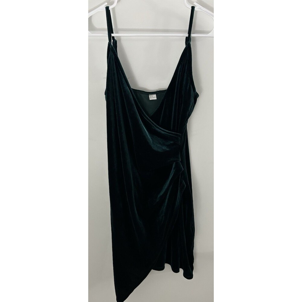 Emerald Green Wrap mini Dress Cocktail Party Sleeveless velvet formal small